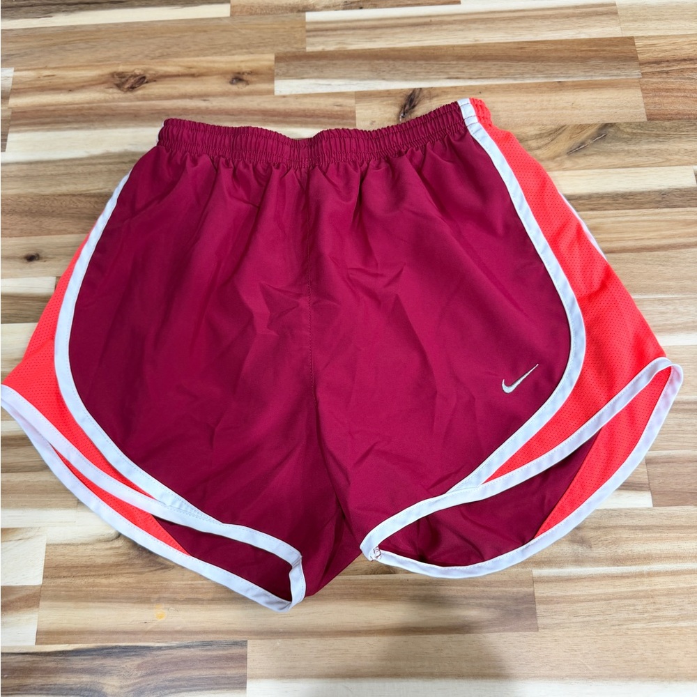 Nike Women's Maroon & Coral Athletic Shorts with White Trim
